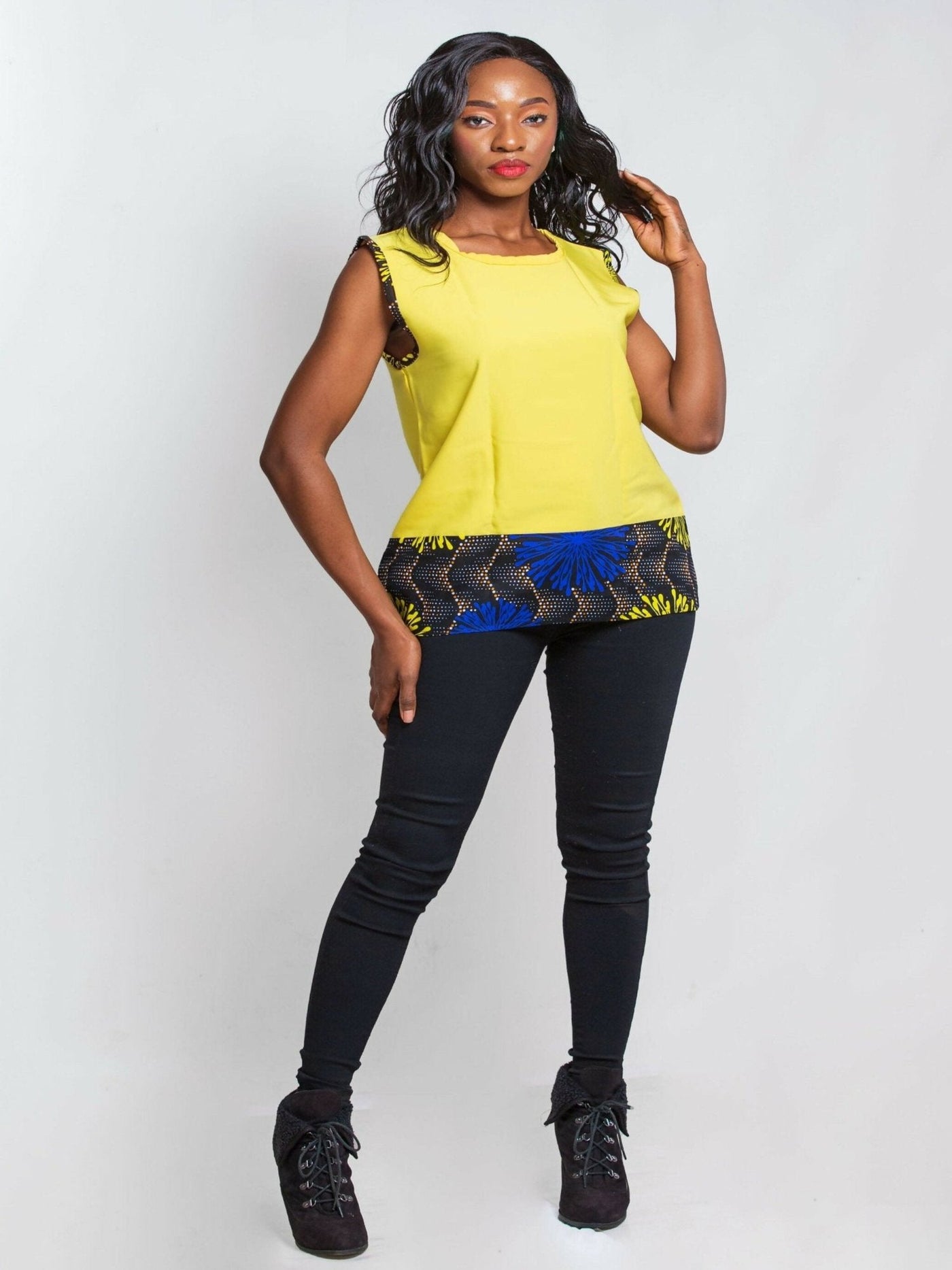 Da'Joy Fashions Diversey Ankara Top - Yellow - Shopzetu