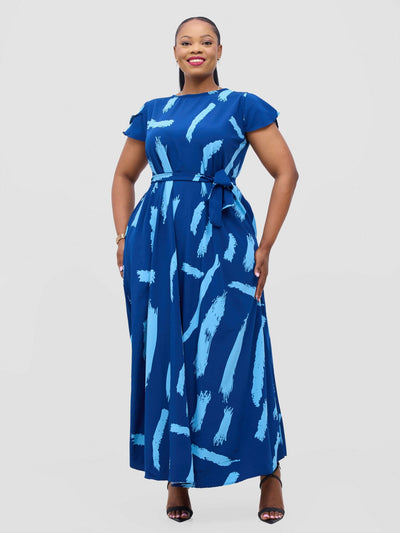 Edna Dress - Blue Print - Shopzetu