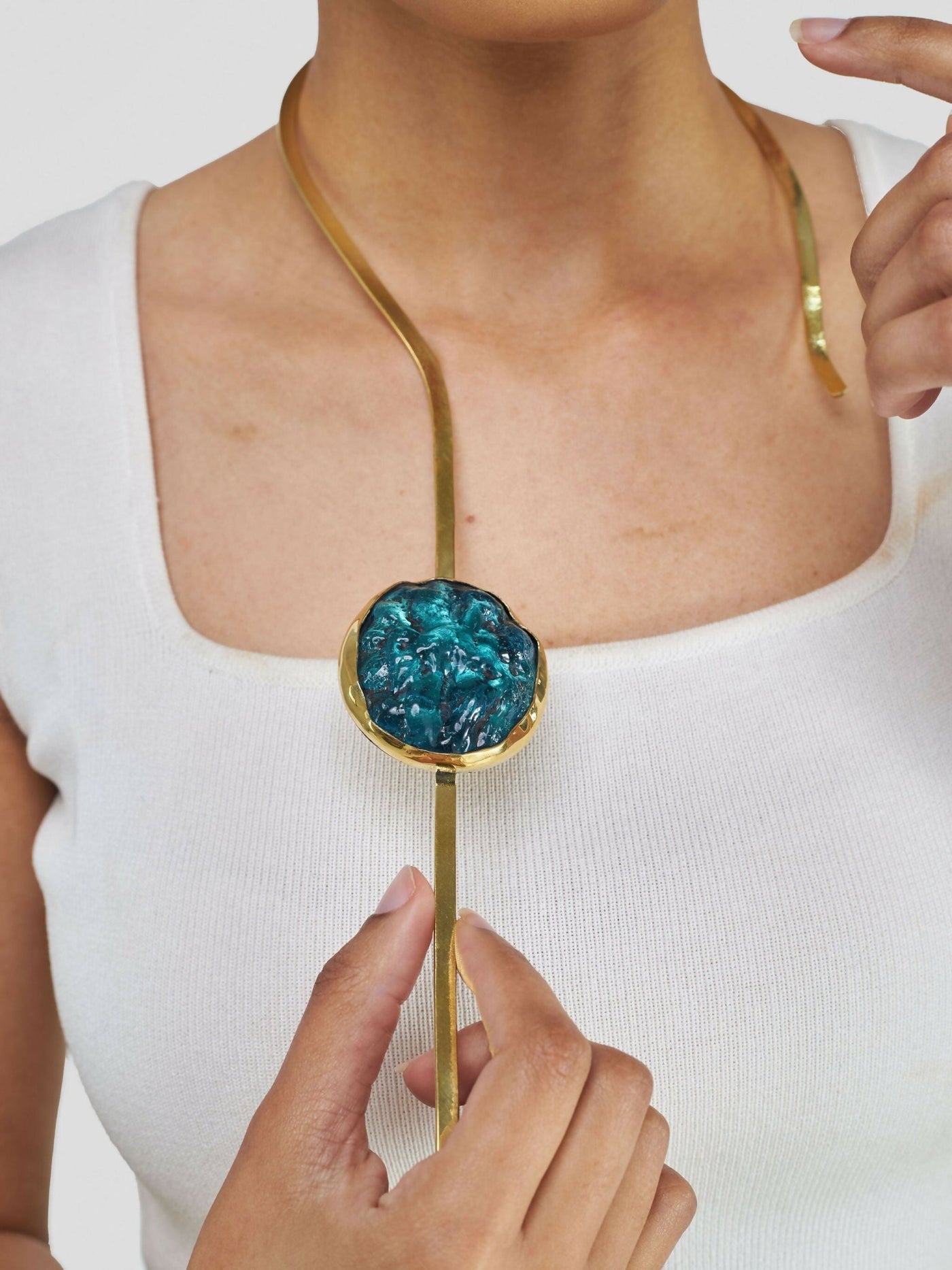 Kijivu Creatives Bakora Statement Necklace - Blue / Brown - Shopzetu