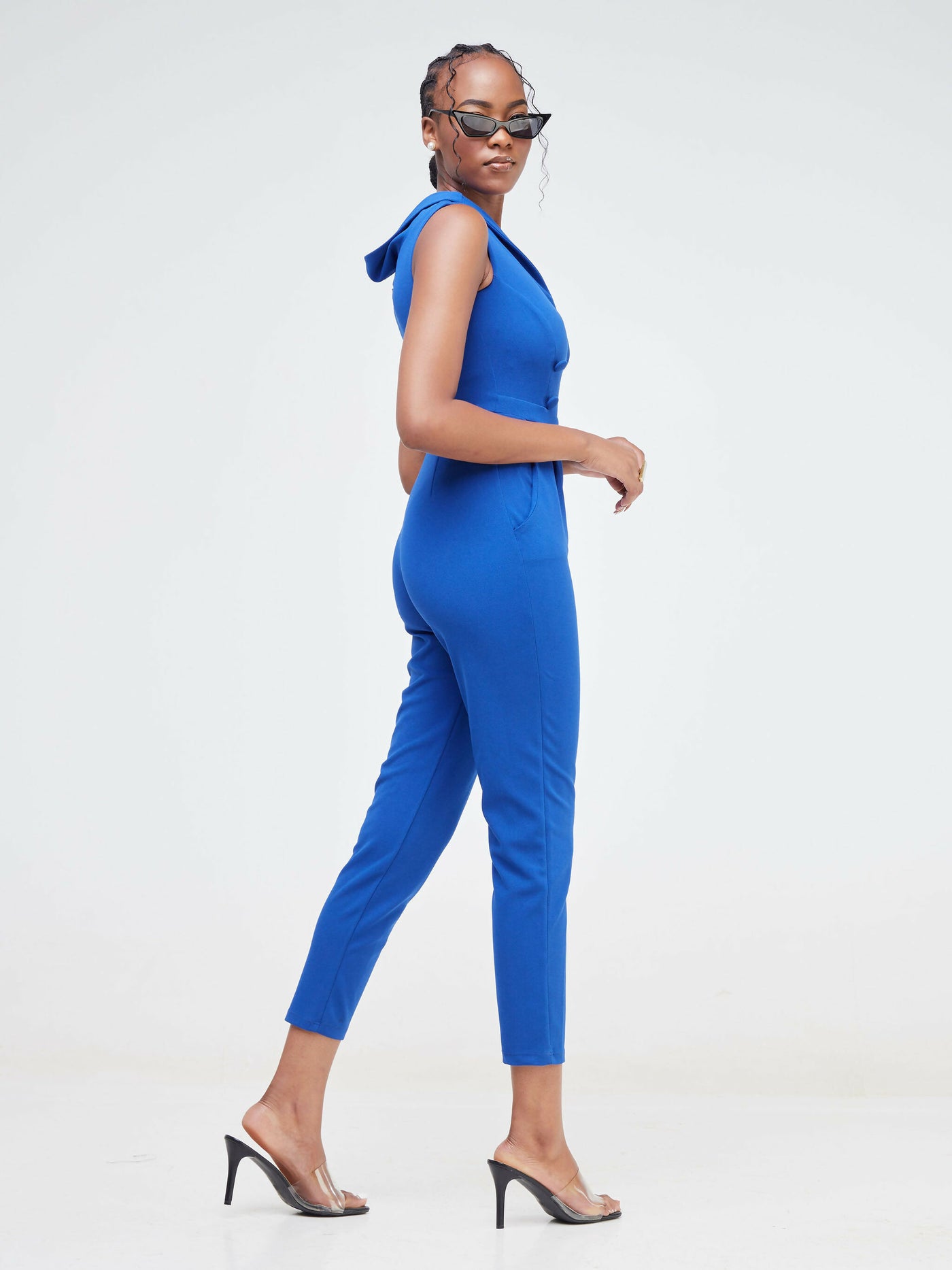 Miss Kerre Fashions City Goddess Tuxedo Jumpsuit - Blue