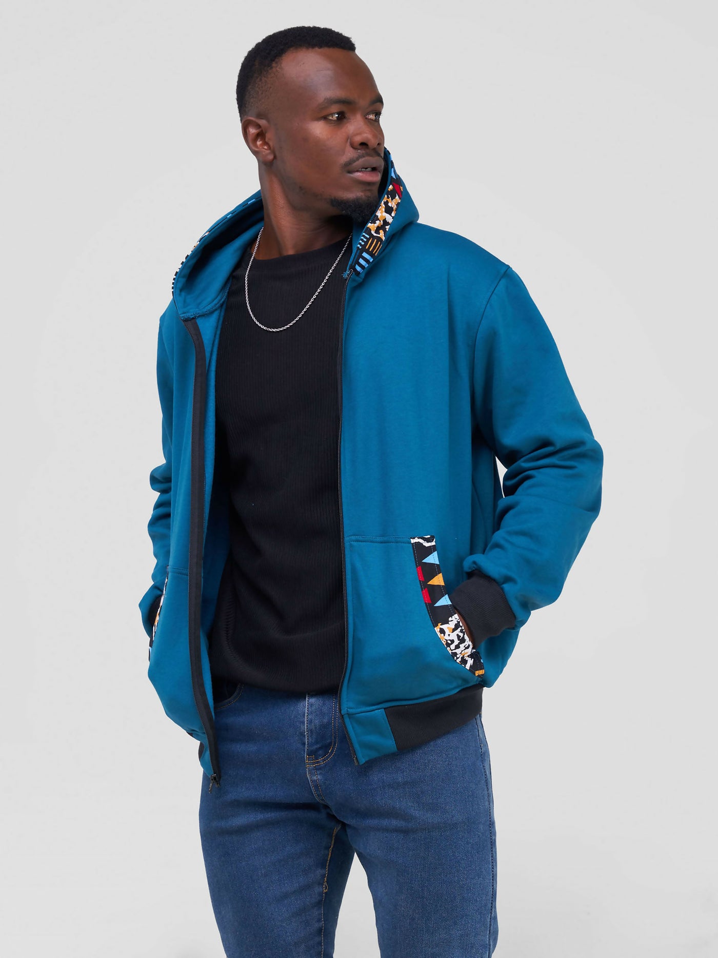 Khay Designs Denim Bomber Jacket - Blue