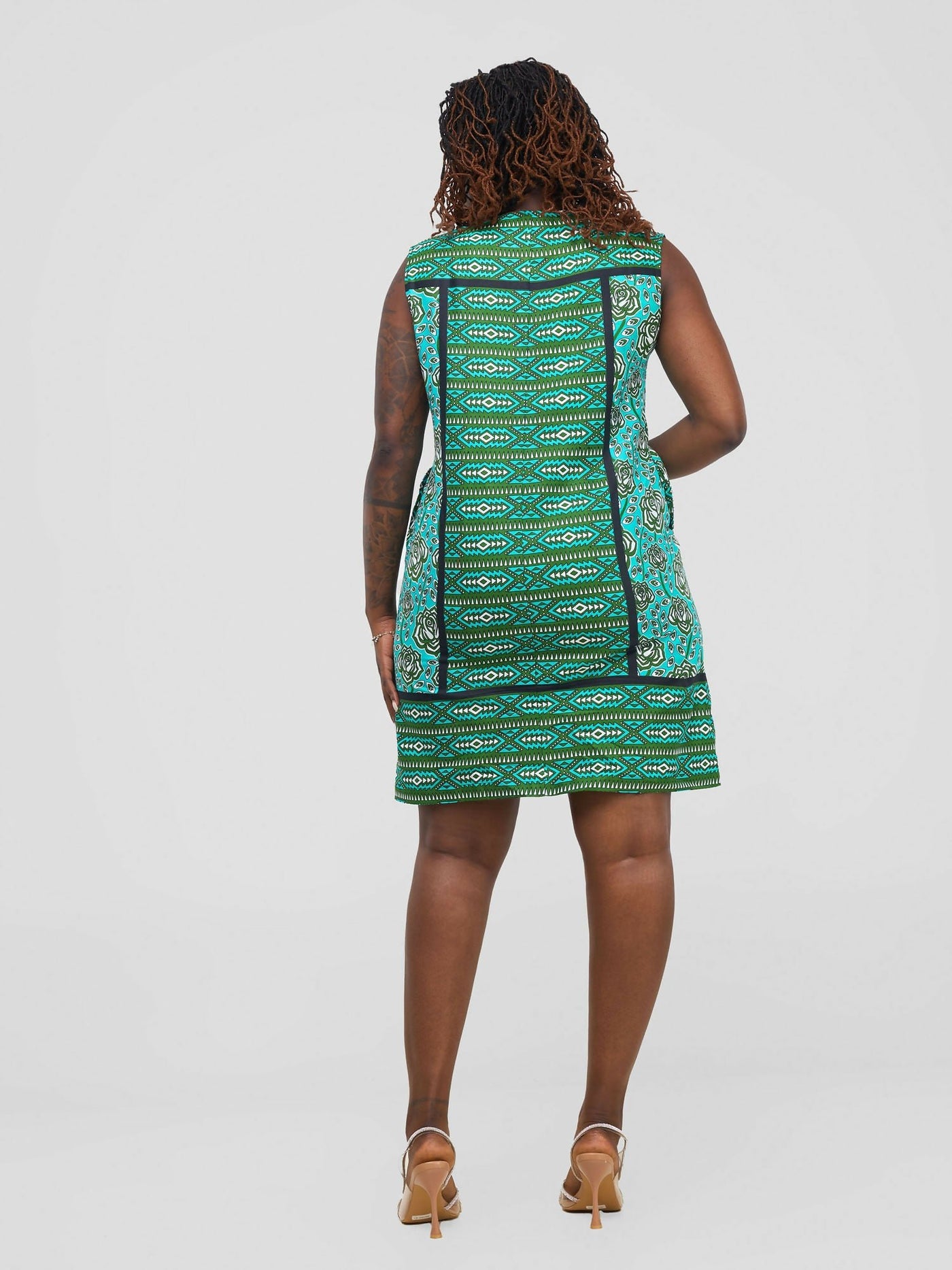 Karay Design Studio Leso Shift Dress - Turquoise Flowered - Shopzetu