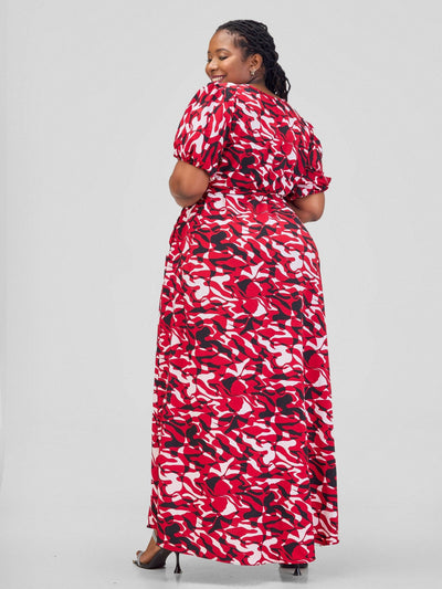 Phyls Collections Mwende Dress - Red print - Shopzetu
