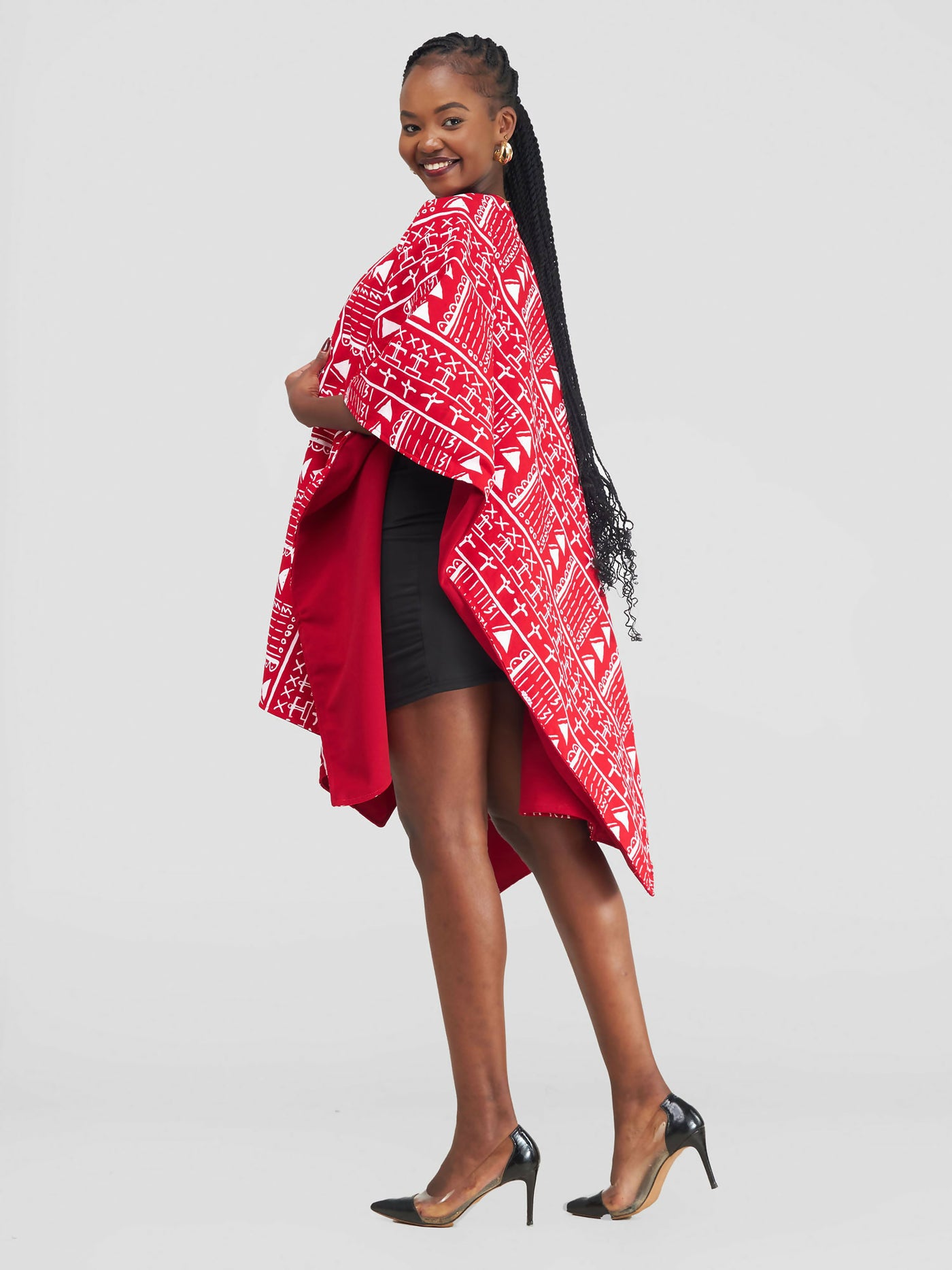 African Yuva Ndege Reversible Cape - Red - Shopzetu