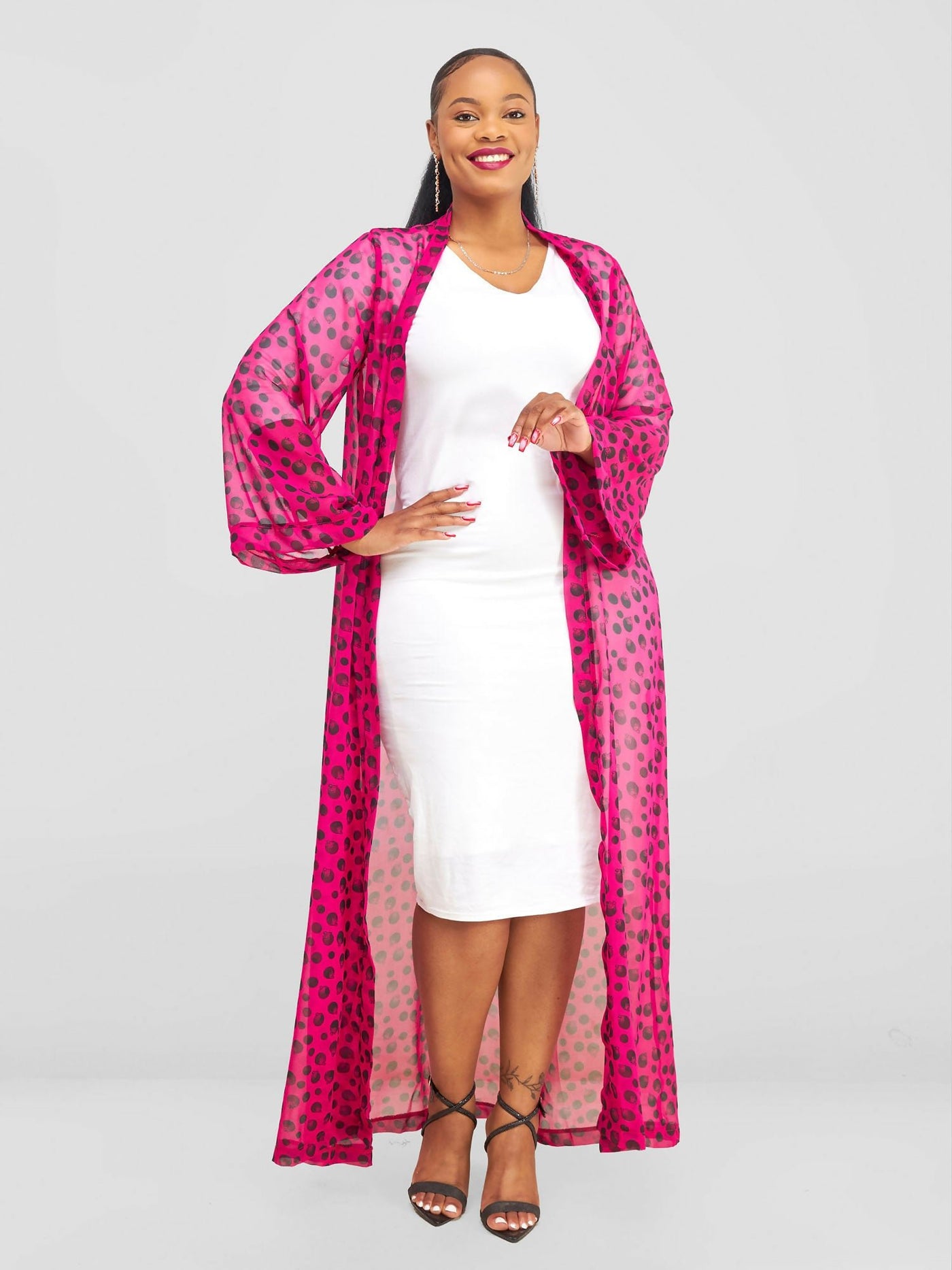 Lizola Emely Kimono - Pink / Black - Shopzetu