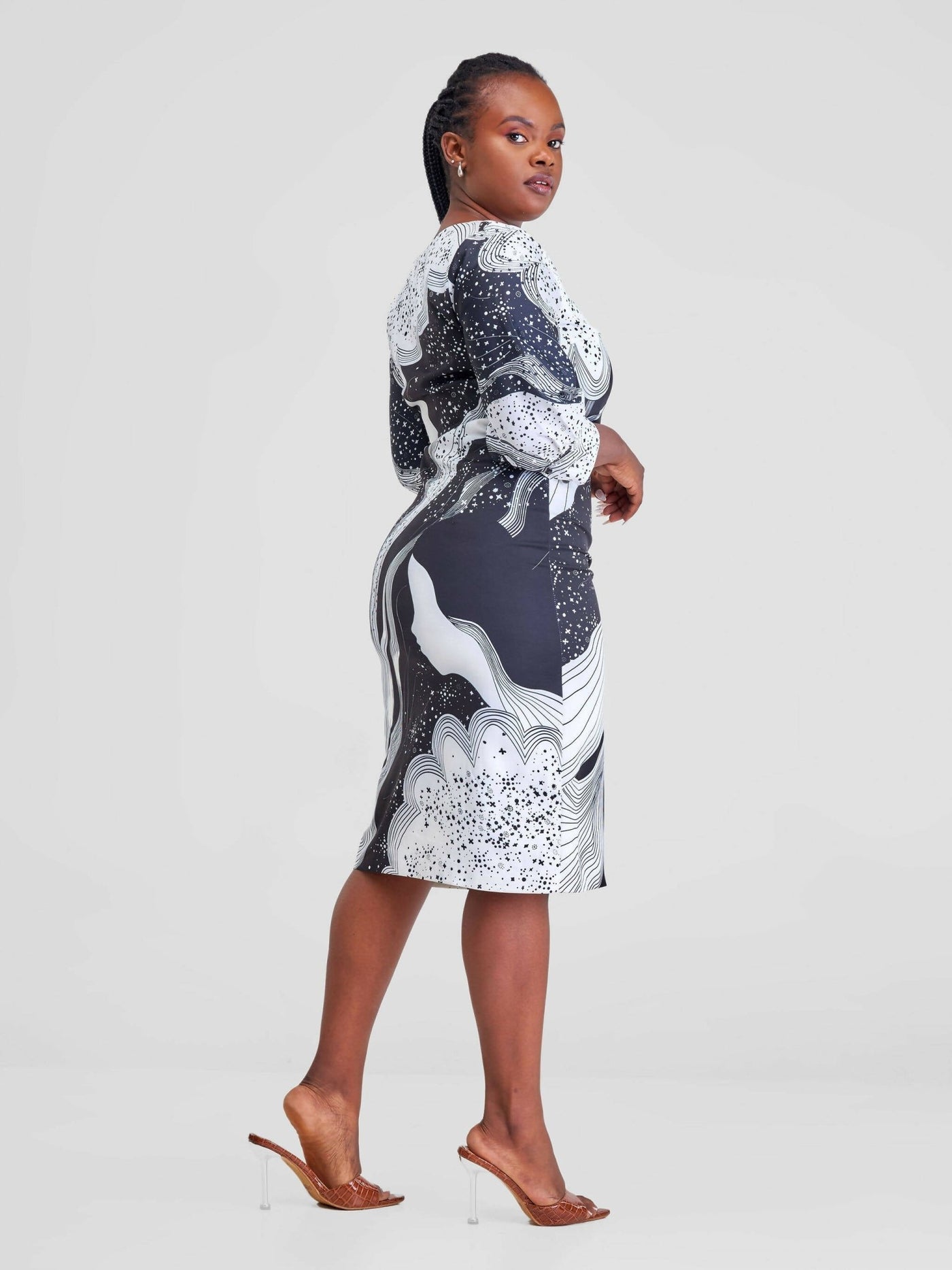 Immaculate Chic Galaxy Print Dress - Black / White - Shopzetu