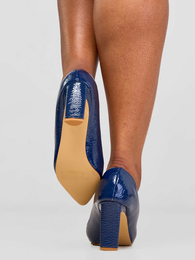Be Unique All Weather Chunky Heel - Navy Blue