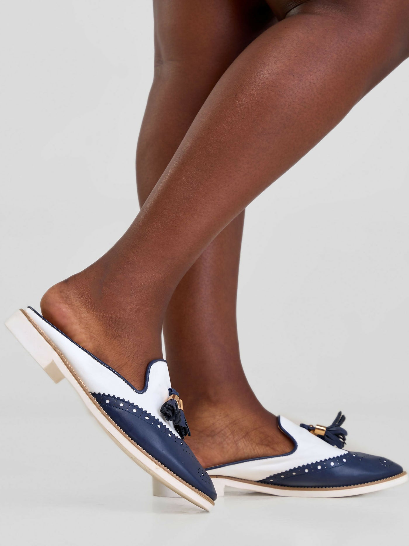 Be Unique Timeless Open Mules - Navy Blue
