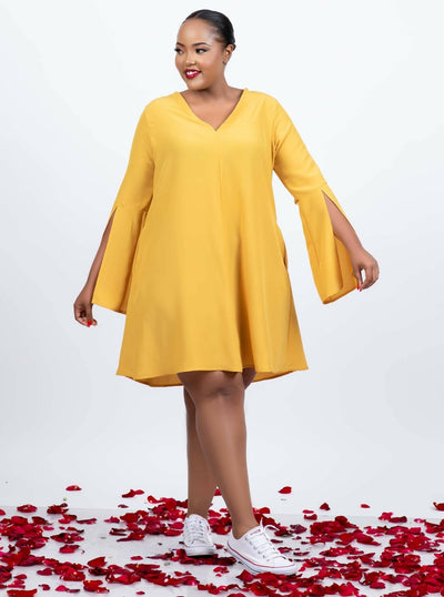 Plainchic Pat Shift Dress - Yellow - Shopzetu