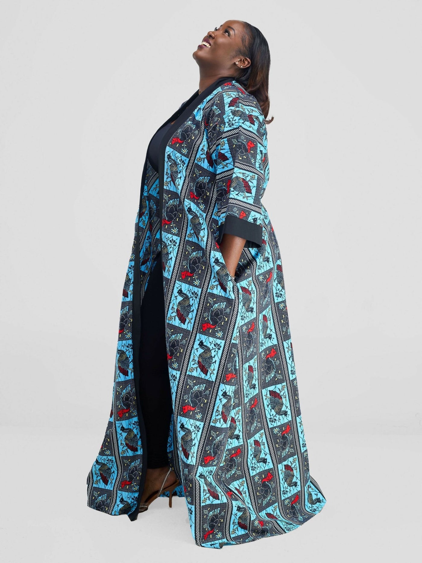 Simbaress Fashion Ndege Long Kimono - Blue - Shopzetu