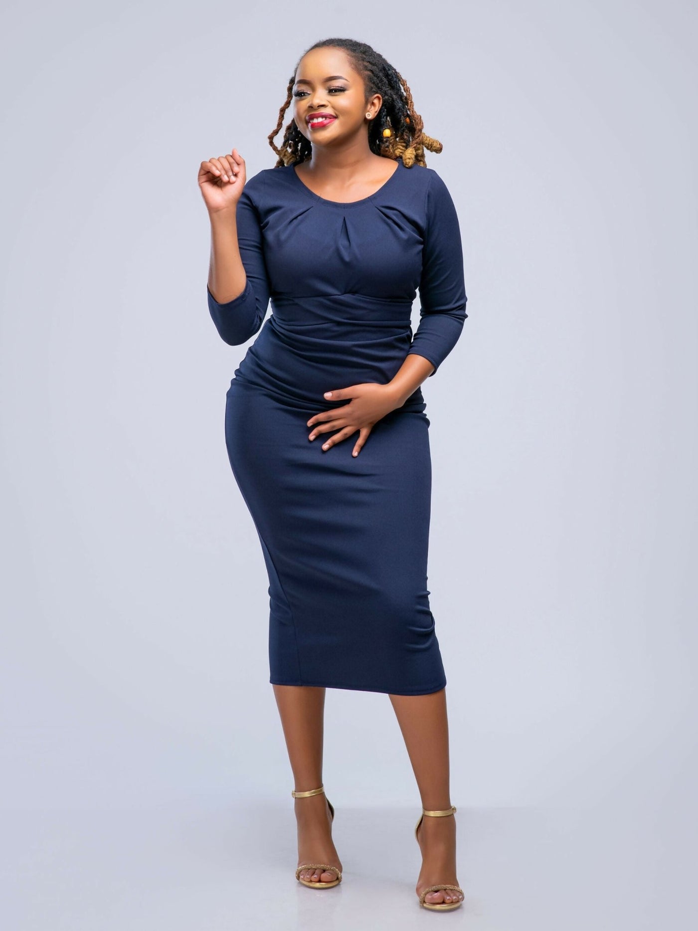 Plainchic Midi Bodycon - Navy Blue - Shopzetu