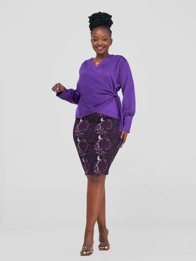 Silk House Collection Njoki Top - Purple - Shopzetu