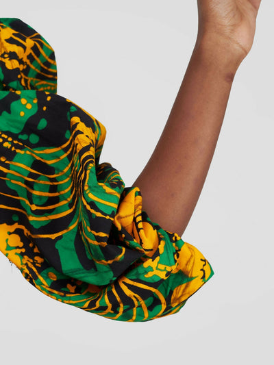 African Yuva Lila African Print Wrap Top - Green / Yellow - Shopzetu