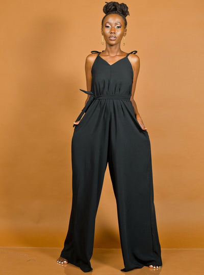 African Yuva Butterfly Jumpsuit - Black - Shopzetu