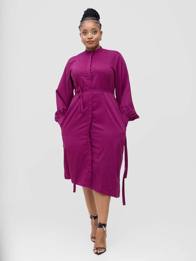 Win Plain Dress - Maroon - Shopzetu