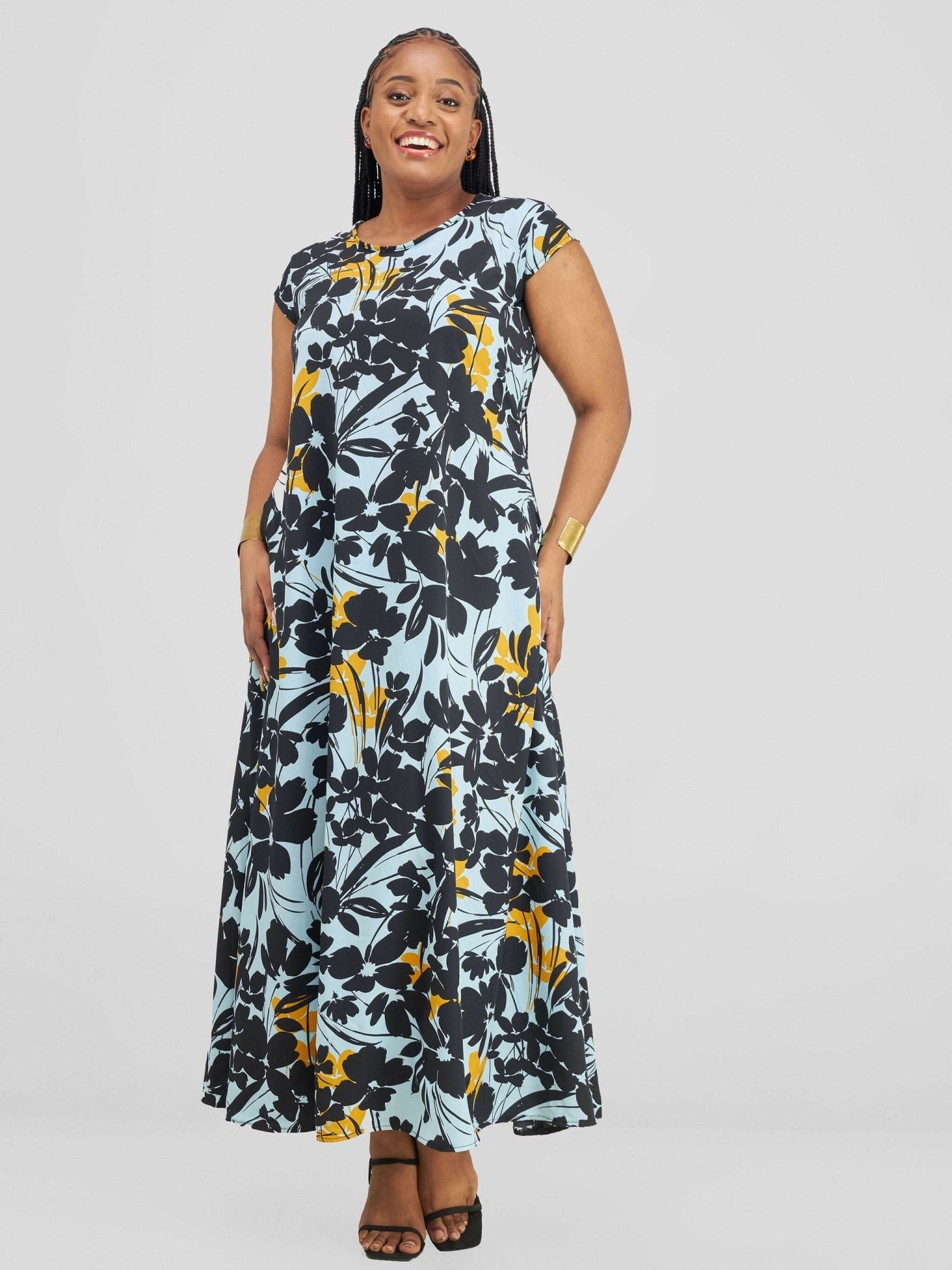 Lizola Elle Maxi Dress - Blue / Yellow - Shopzetu