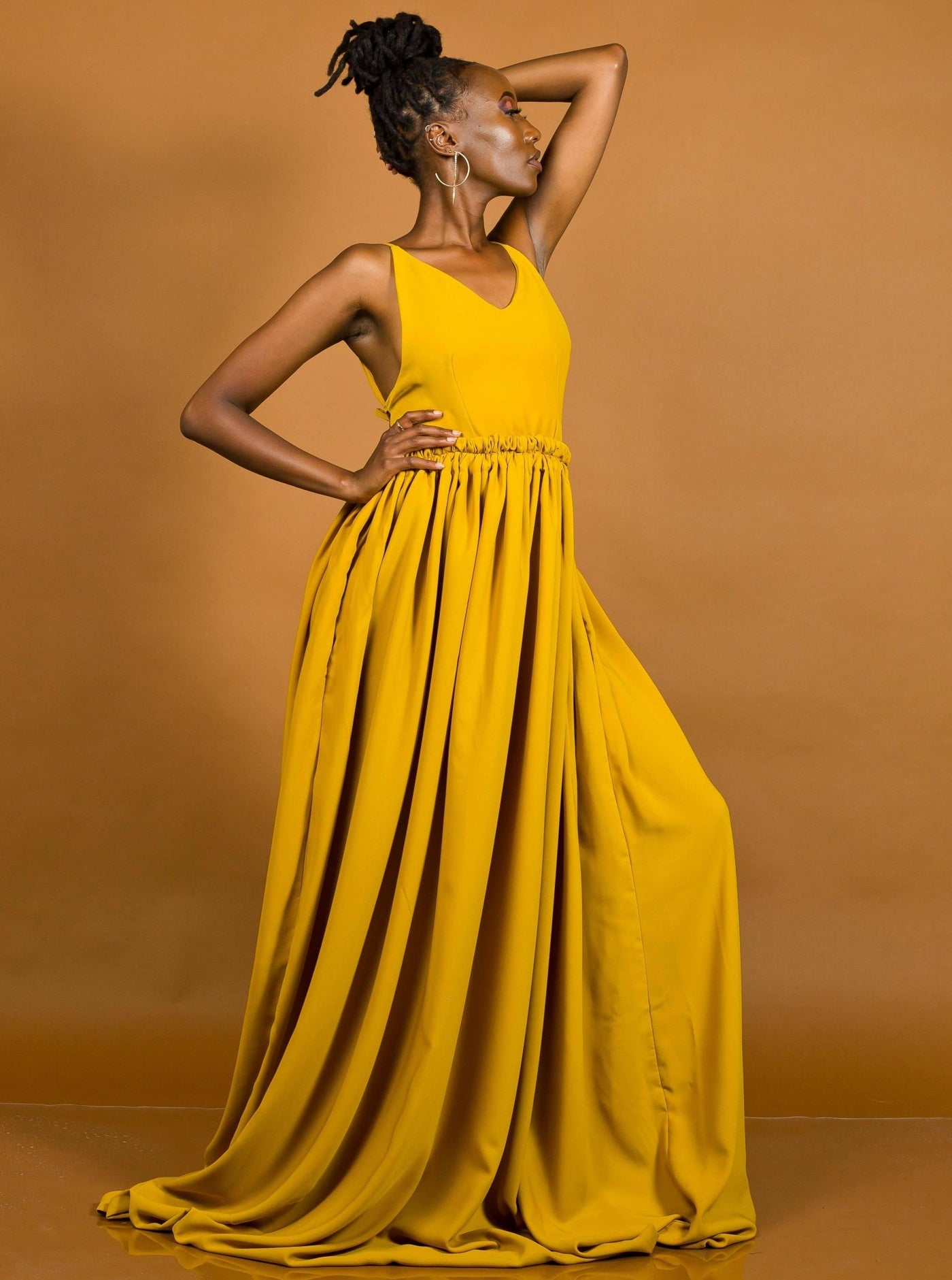 African Yuva Hornet Maxi Dress - Mustard - Shopzetu