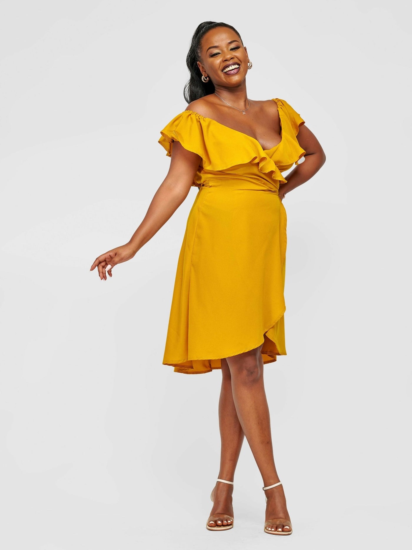 Tuli Lerato Wrap Dress - Mustard - Shopzetu