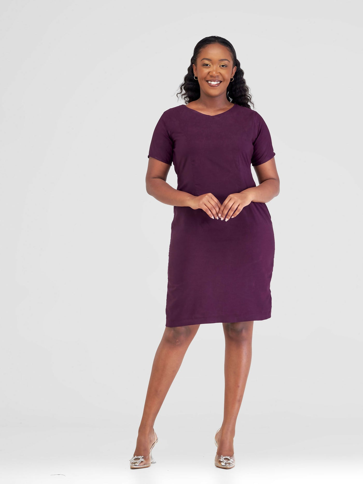 Timyt urban Wear Office V-Neck Normal Sleeves Dress - Fuschia