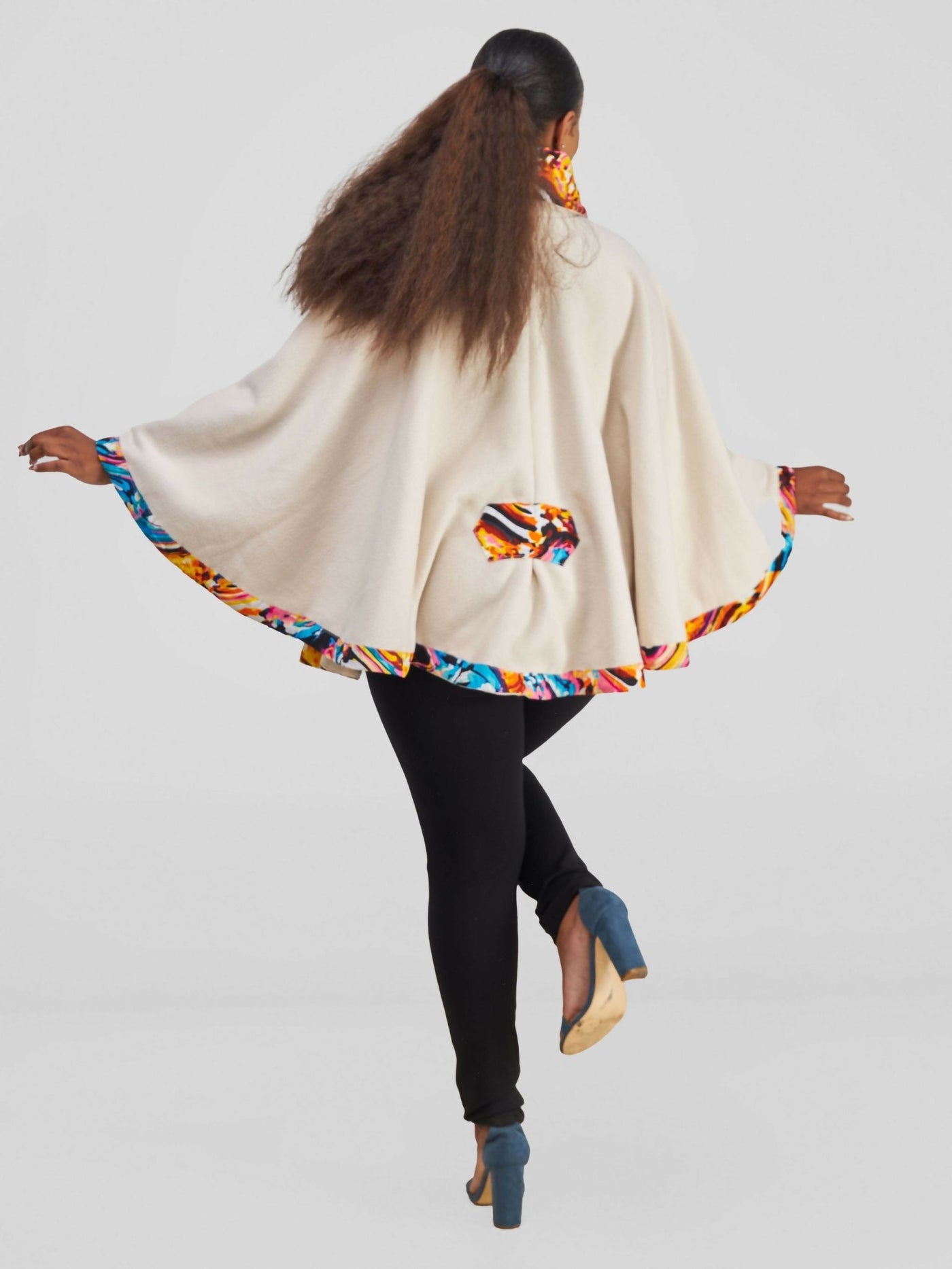 Rafiki Threads Vibe Turtle Neck Poncho - Beige - Shopzetu