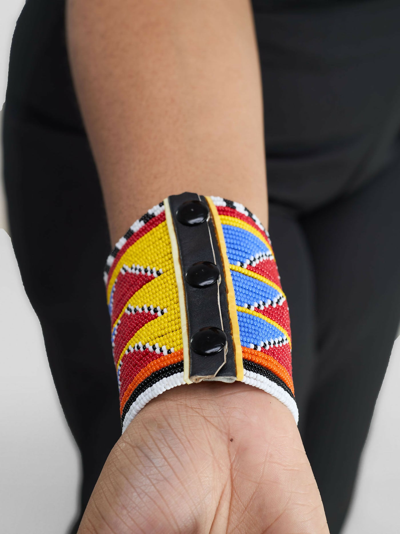 Wired Maasai Beaded Long Bangle - Multicolored - Shopzetu