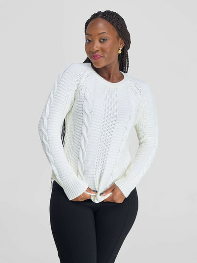 Stylish Sisters Fancy Sweater Top - White - Shopzetu