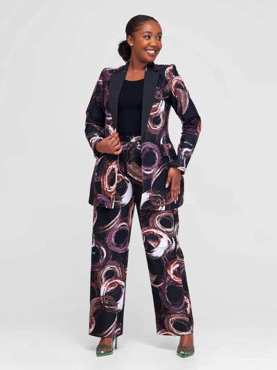 SBV Ankara Pant Suit - Purple Print - Shopzetu