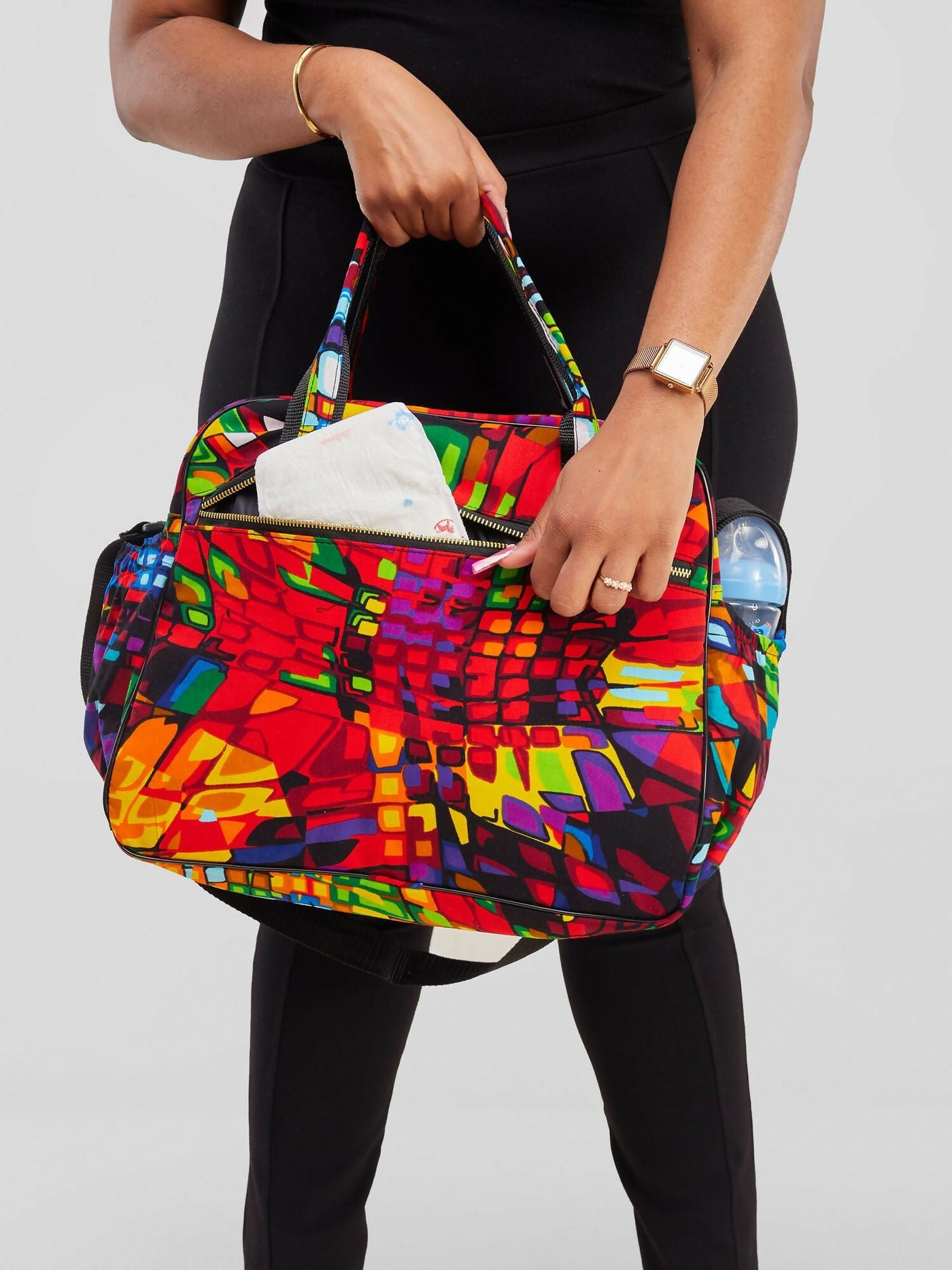 Ankara Artifacts Paint Tolu Bag - Multicolored - Shopzetu