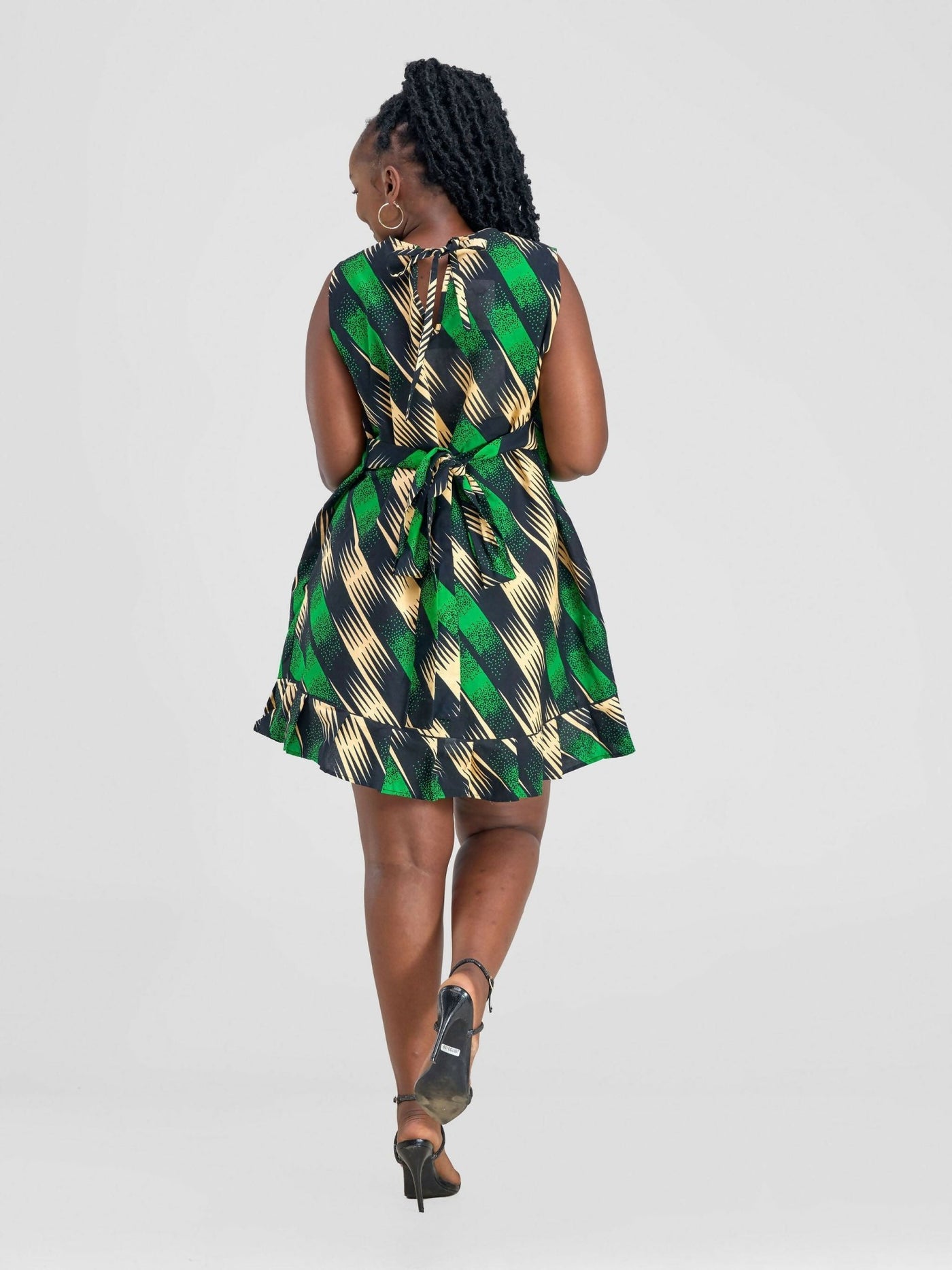 Kilele Collection Ankara Shift Dress - Green - Shopzetu