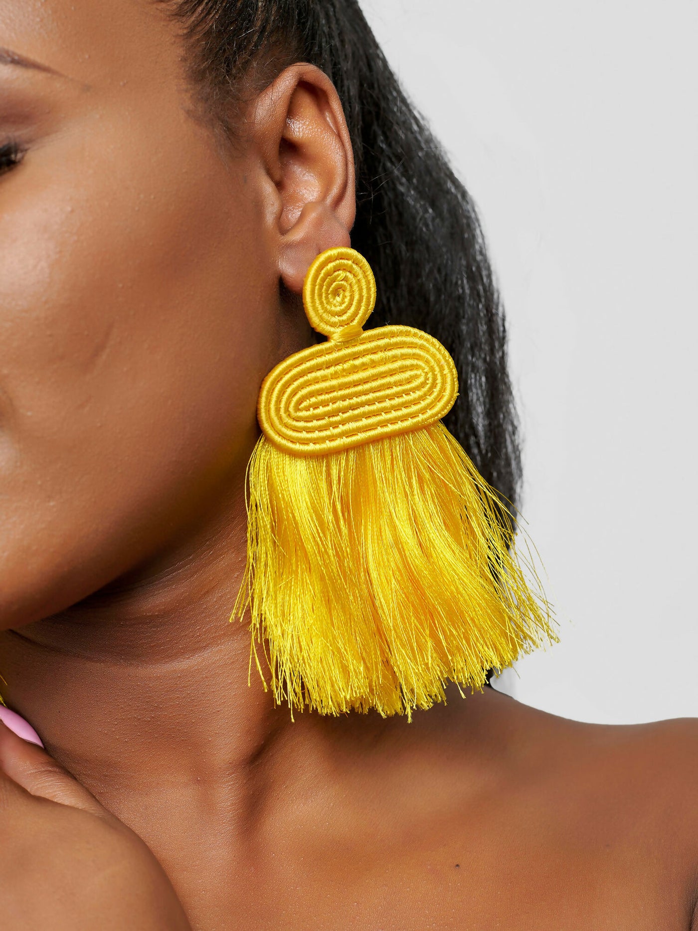 Tuli Liana Tassel Earring - Yellow - Shopzetu