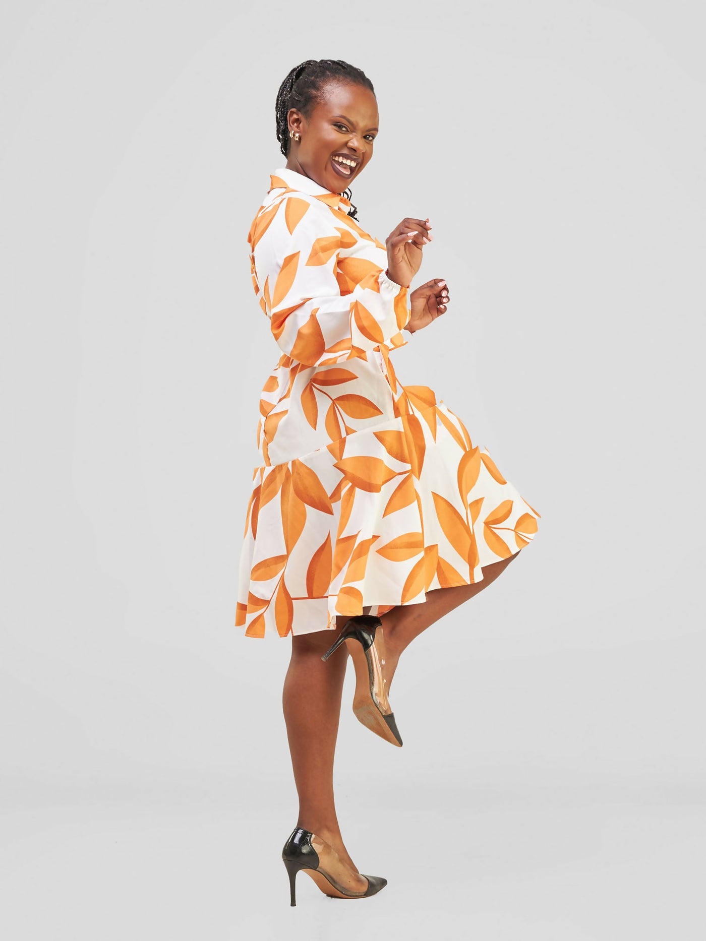 Salok Havilah Wear Arua Dress - Orange Print - Shopzetu