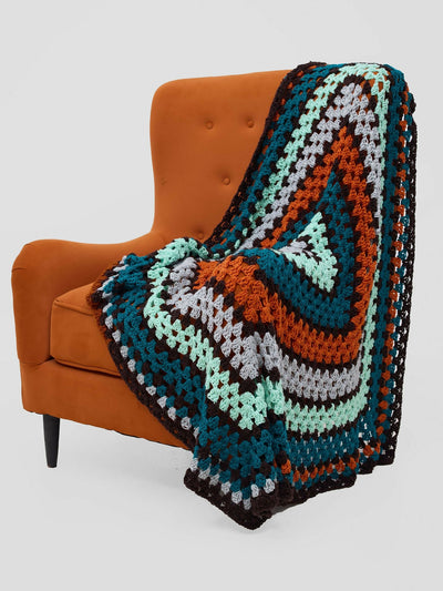 Ogfra Knits Giant Granny Square Throw Blanket - Green Print - Shopzetu