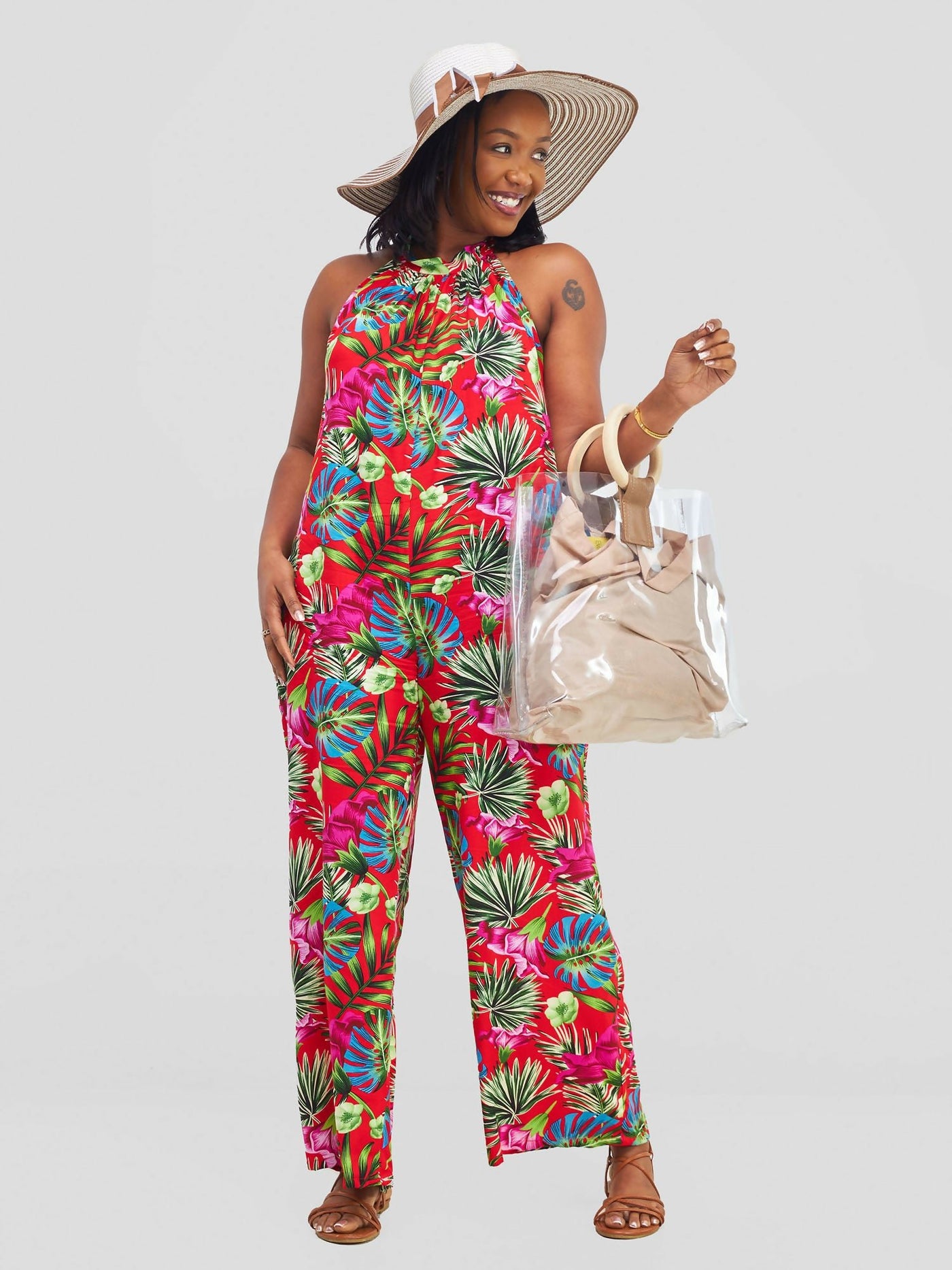 Stella Customized Kenya Floral Jumpsuit - Black / Red Floral - Shopzetu