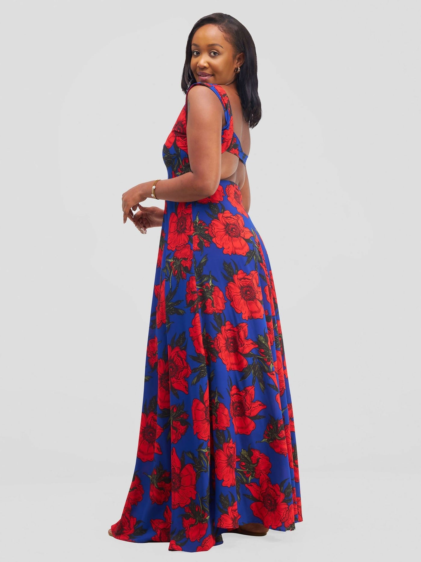 Stella Customized Kenya Stunning Dress - Blue / Red - Shopzetu