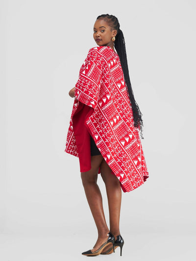 African Yuva Ndege Reversible Cape - Red - Shopzetu