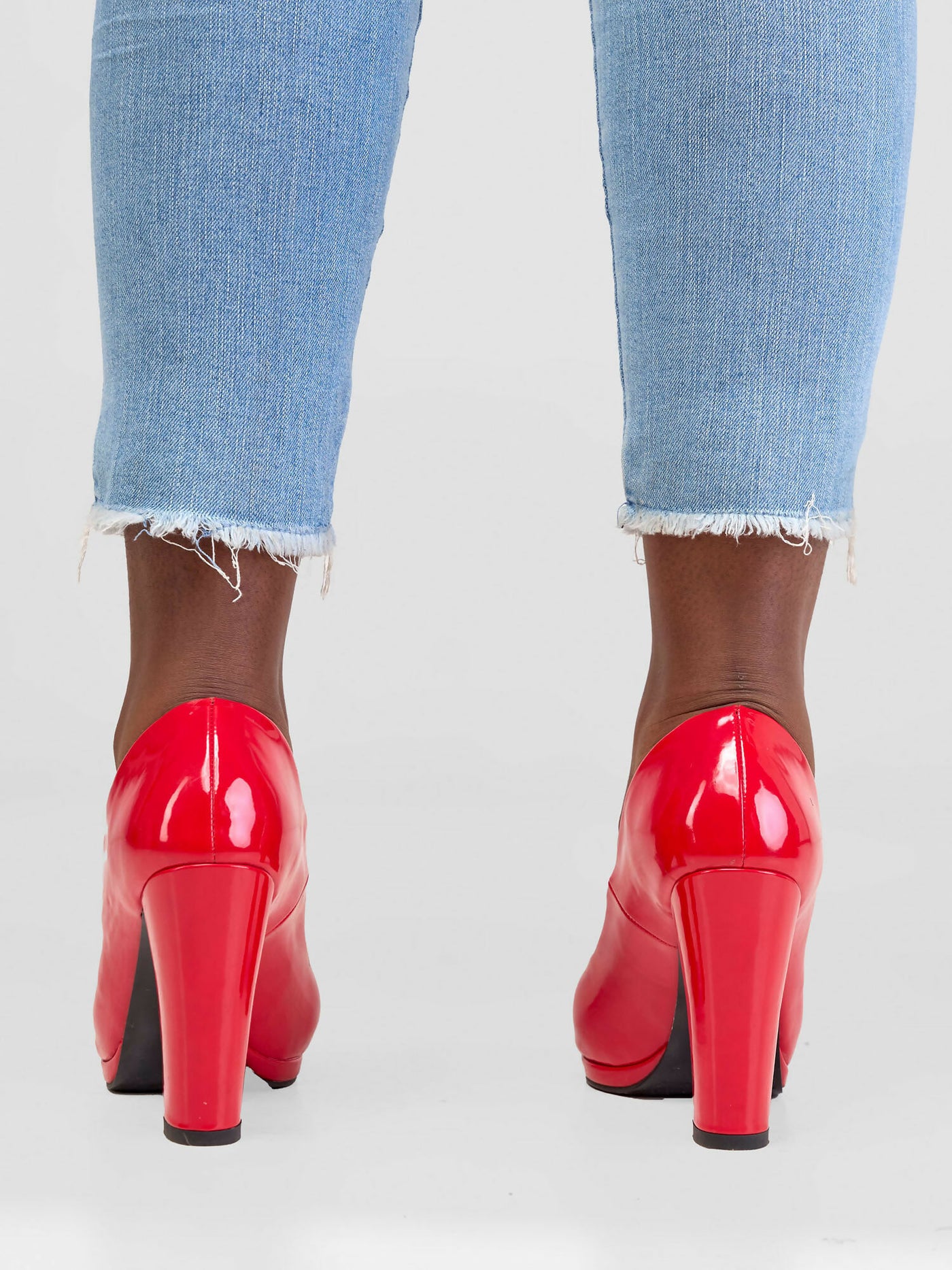 Be Unique Zara Peep Toe Chunky Heel - Red