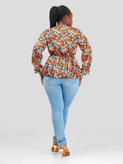 Silk House Collection Zoella Top - Orange Print - Shopzetu