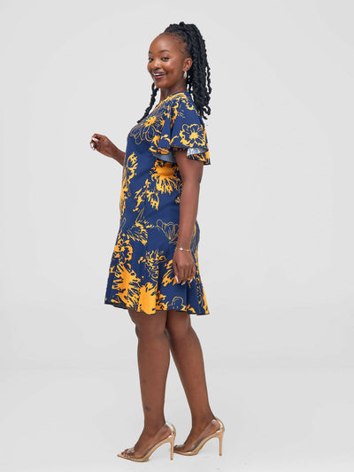 Salok Havilah Wear Zana Shift Dress - Mustard Print - Shopzetu