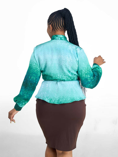 Silk House Collection Niara Top - Green Print - Shopzetu