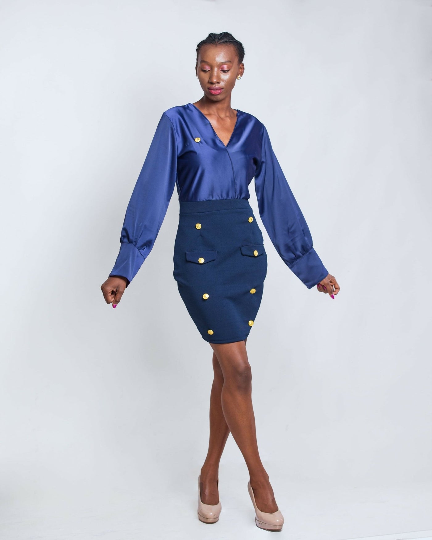 Da'Joy Fashions Melody Dress - Navy Blue - Shopzetu