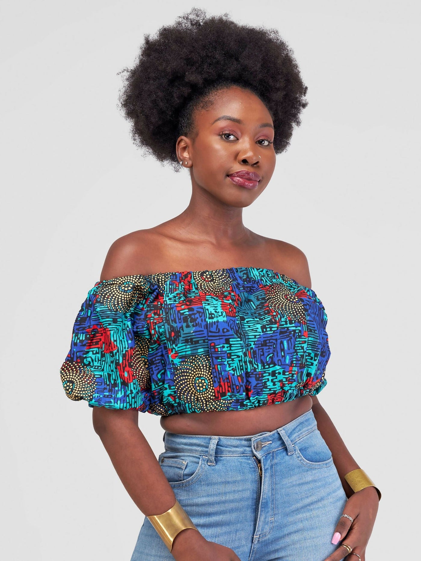 Tayari Fashion House Hekaya Crop Top - Blue - Shopzetu