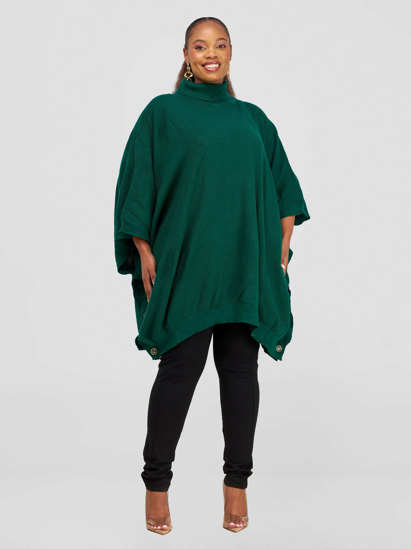 TexStyle Turtleneck Poncho - Green