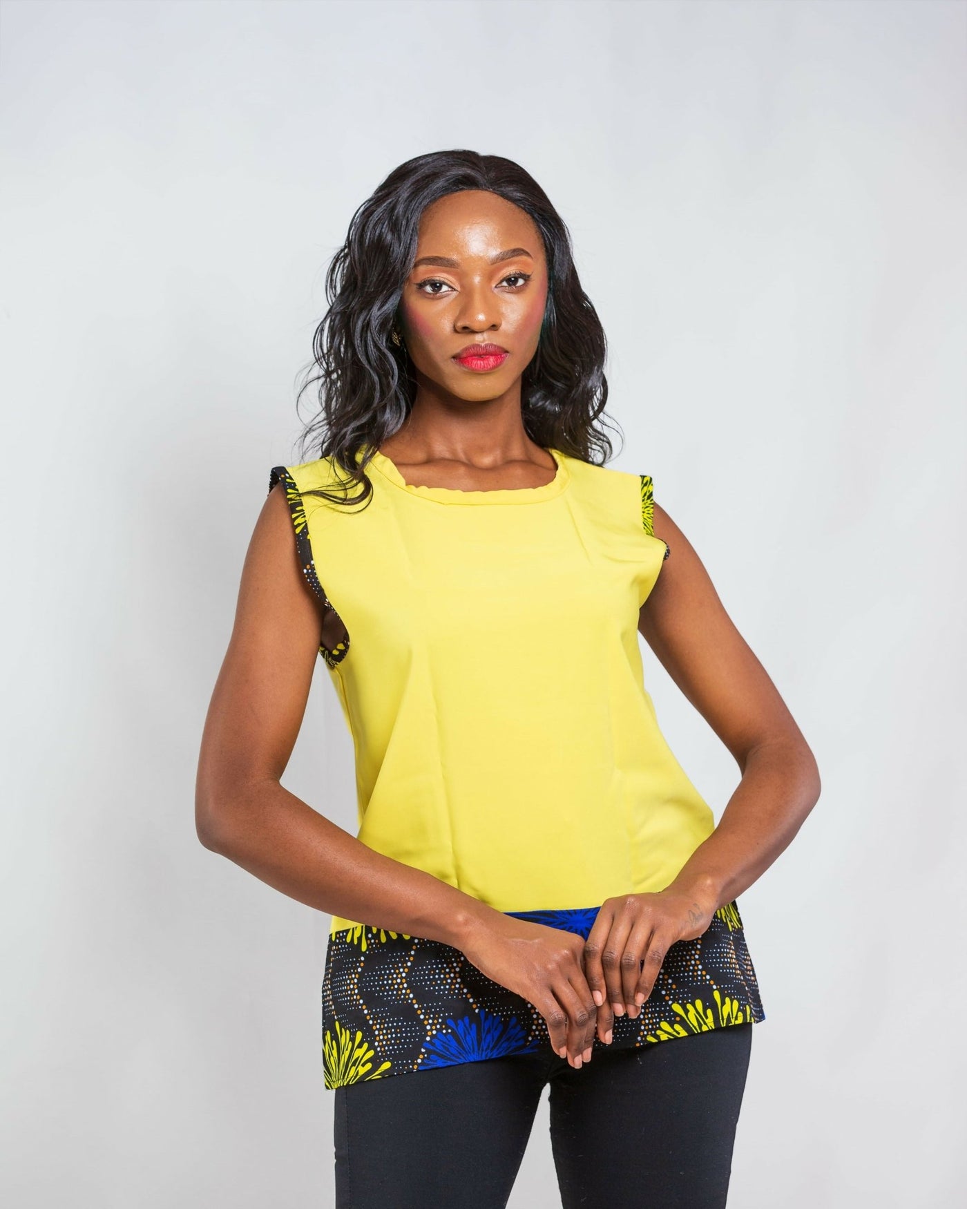 Da'Joy Fashions Diversey Ankara Top - Yellow - Shopzetu