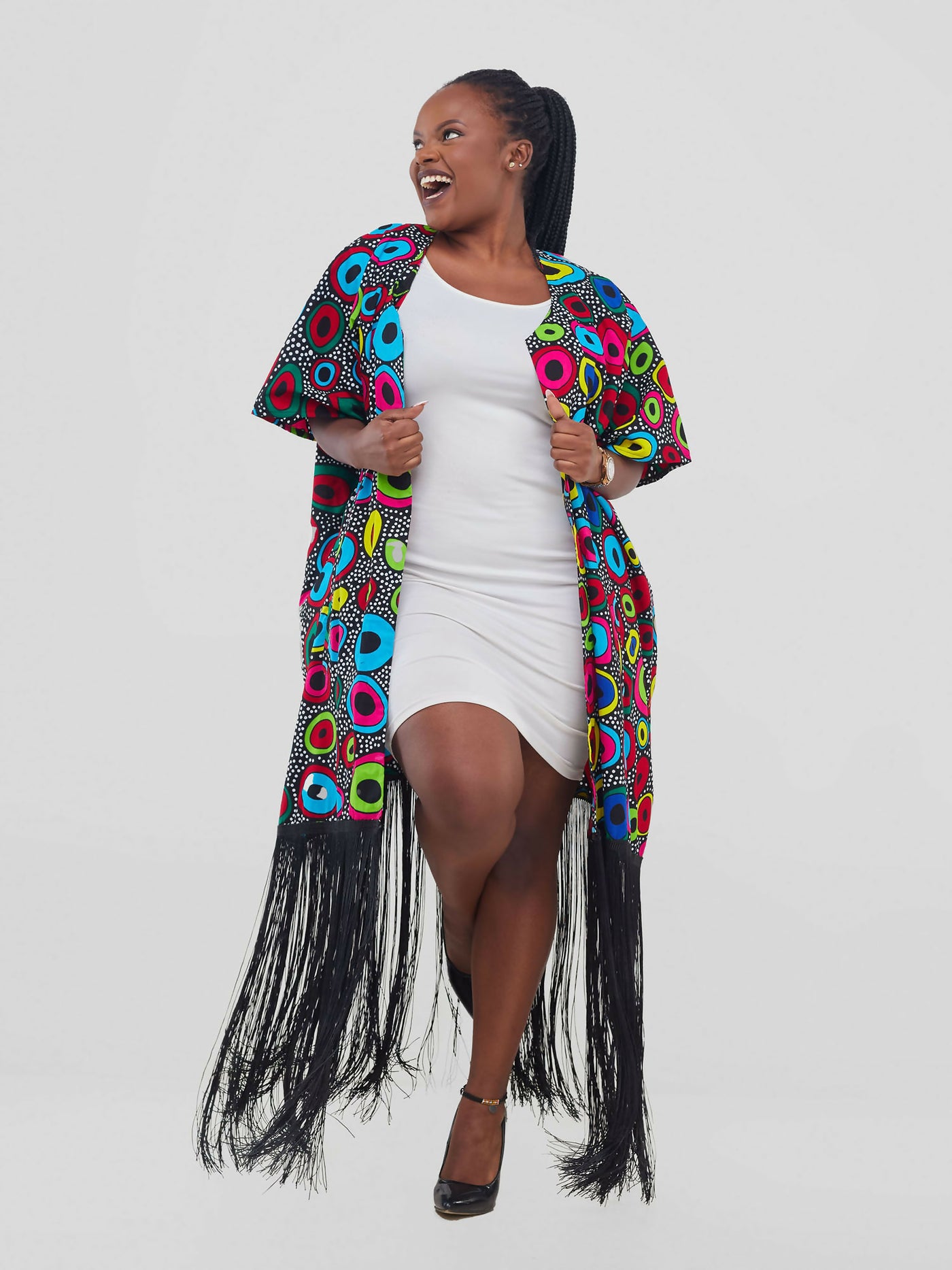 Mkay Fashion House Fringe Kimono - Multicolored - Shopzetu