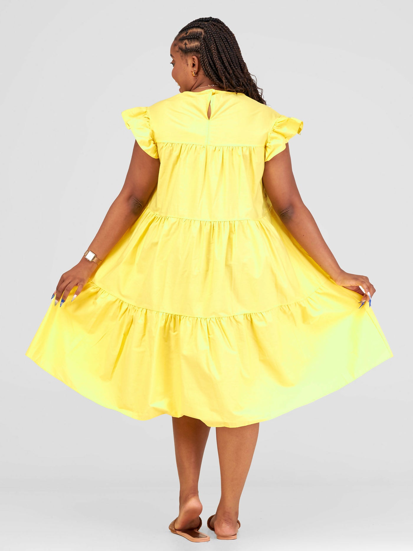 Overflow Couture Tiered Shift Dress - Yellow