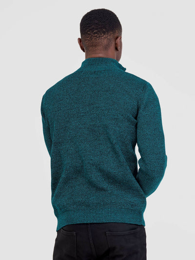 Anel's Knitwear Zetu Men's Half Zipped Sweater - Teal - Shopzetu