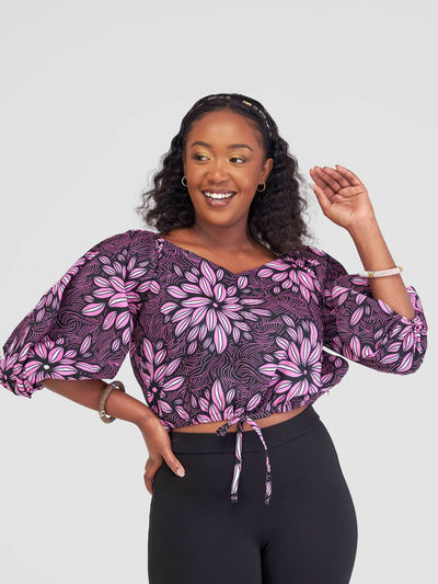 Tayari Fashion House Maua Ankara Crop Top - Pink - Shopzetu