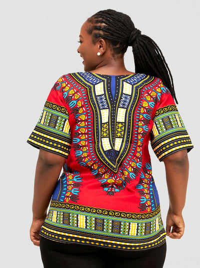 Ankarated Melo Dashiki Shirt - Red - Shopzetu