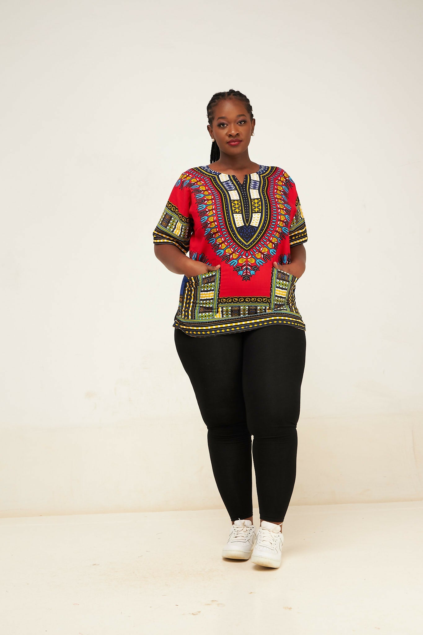 Dashiki Shirt - Red - Shopzetu