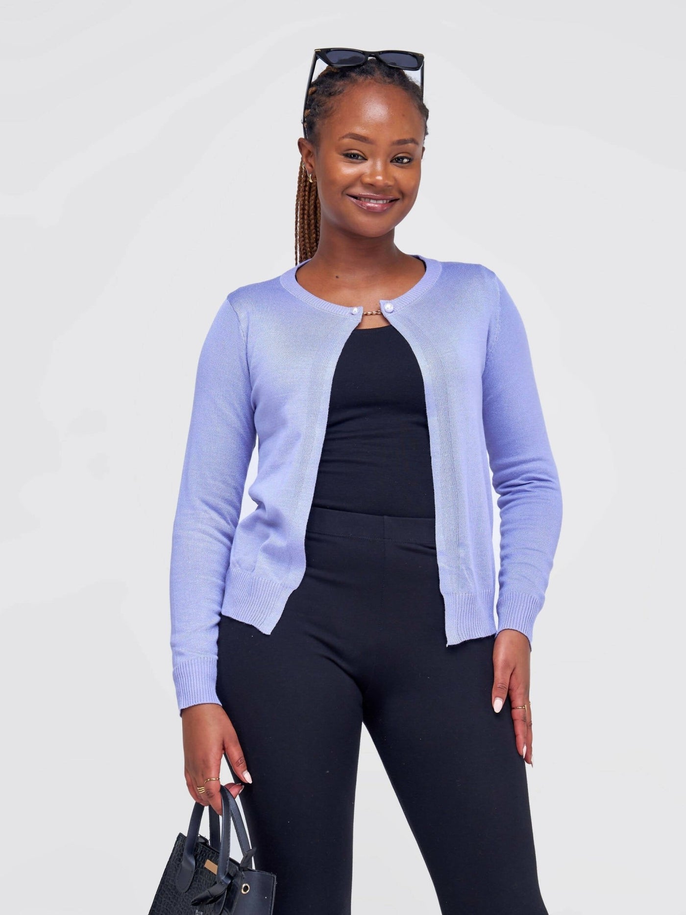 The Fashion Frenzy One Button Cardigan - Purple - Shopzetu